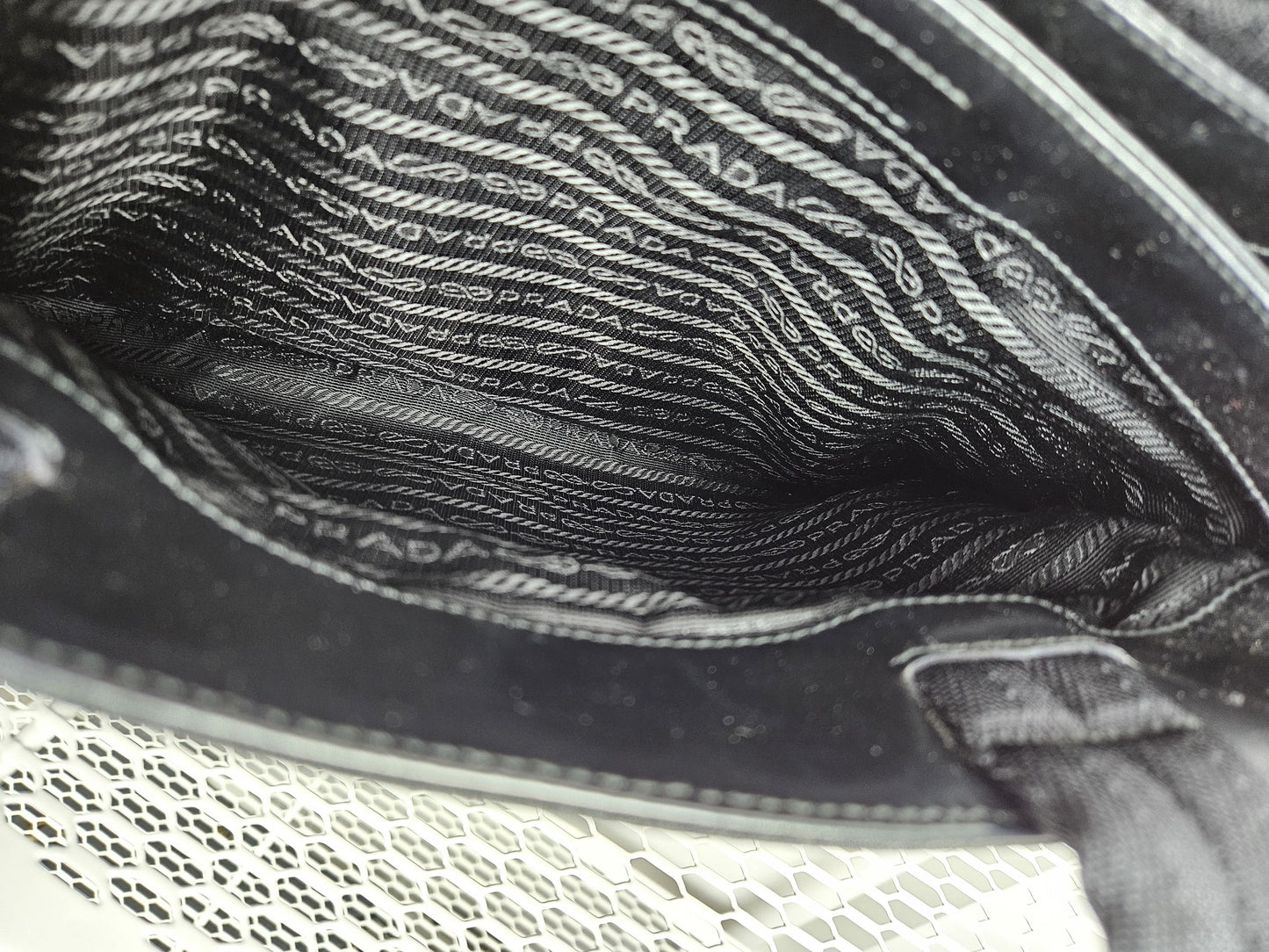 Archive AW1999 prada sport black tab wool and nylon tote bag