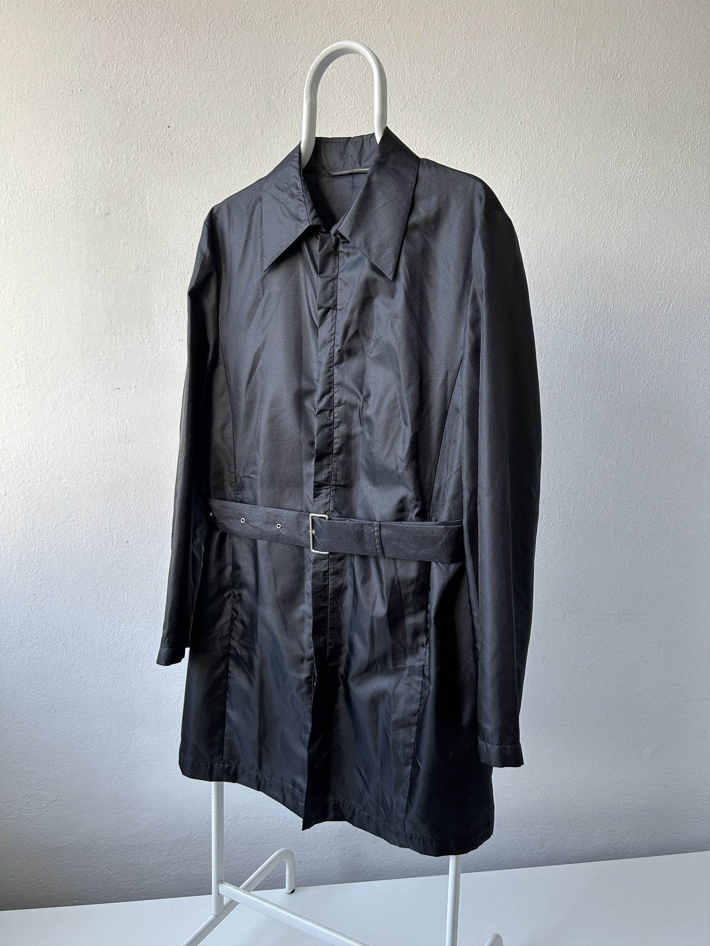 Gaultier homme objet nylon belted trench coat