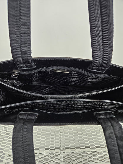 Archive AW1999 prada sport black tab wool and nylon tote bag
