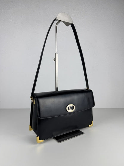 Vintage 70s Dior box calf leather shoulder bag