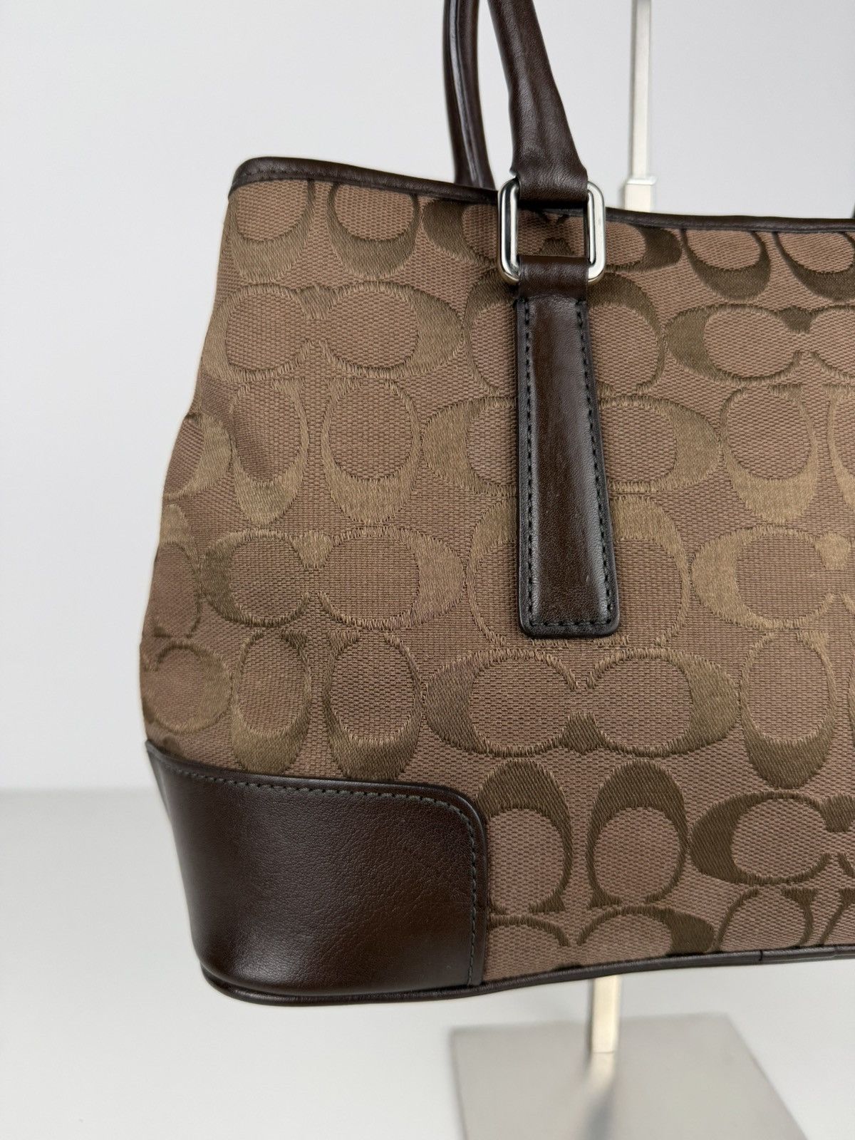 Coach Hamptons leather and canvas signature tote