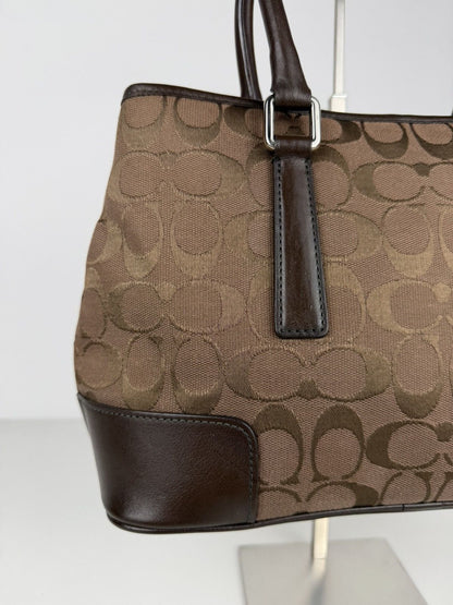 Coach Hamptons leather and canvas signature tote