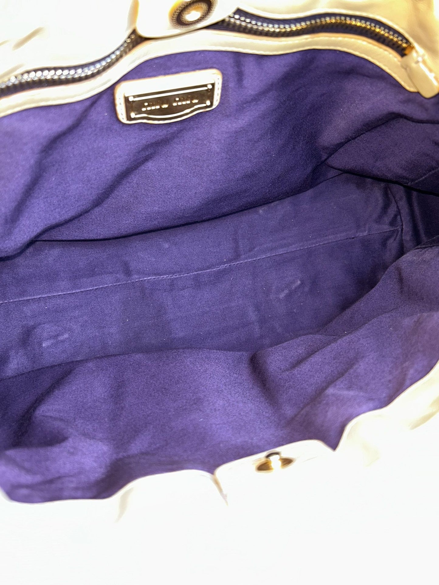 Miu miu vitello bauletto aperto gathered leather bag in buttery