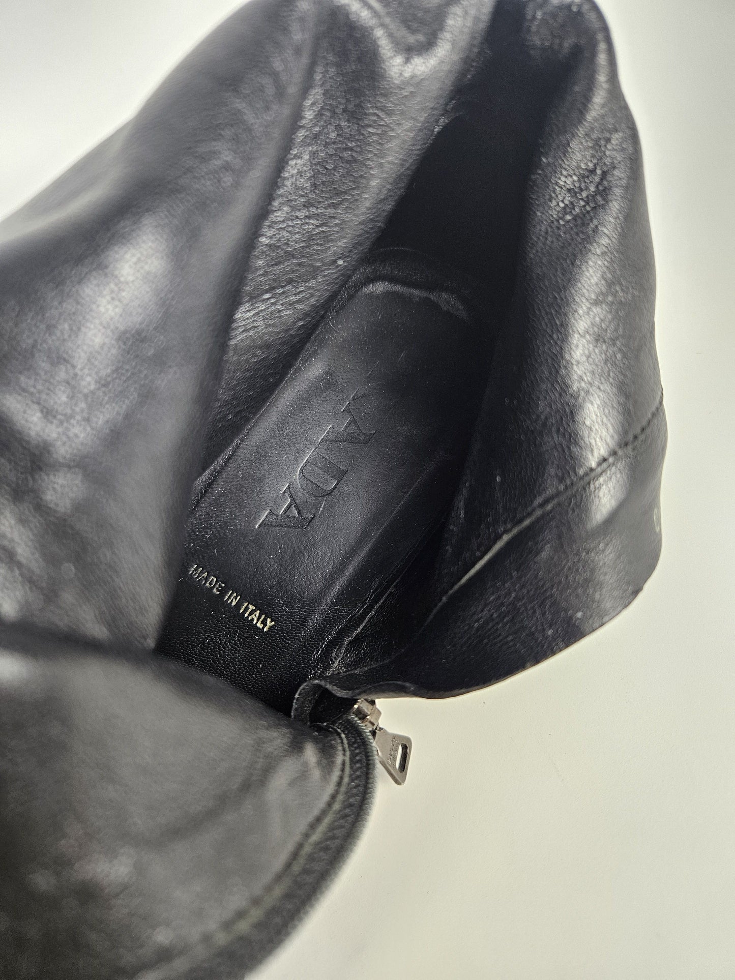 Archive Prada lamb leather kitten heel buckled ankle boots