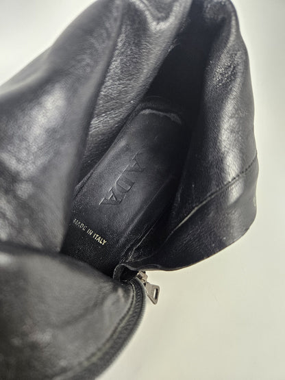 Archive Prada lamb leather kitten heel buckled ankle boots