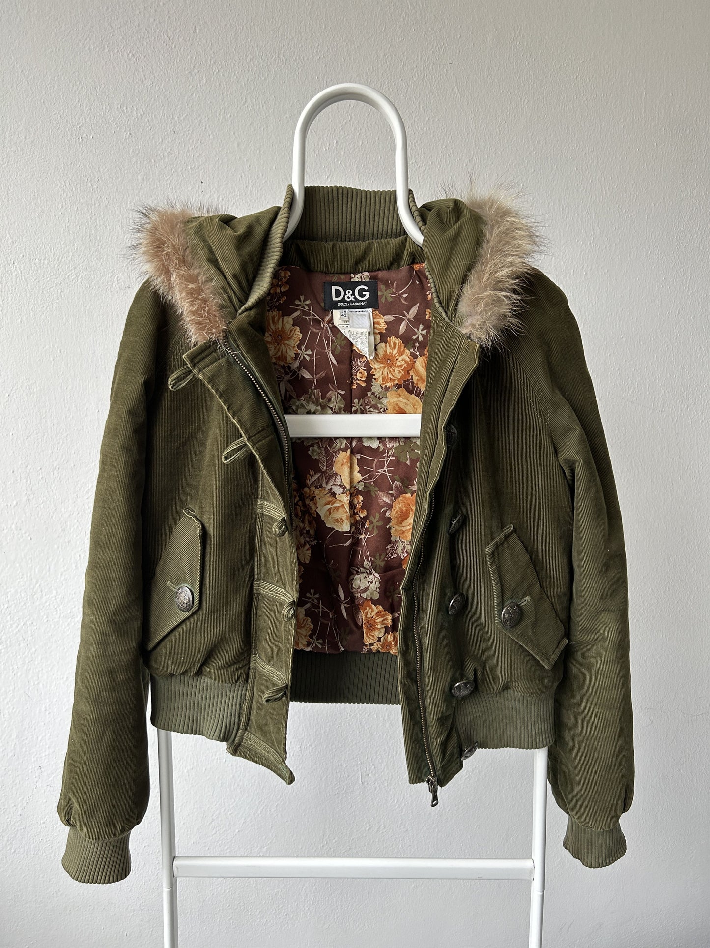 Archive y2k Dolce Gabbana corduroy hooded bomber