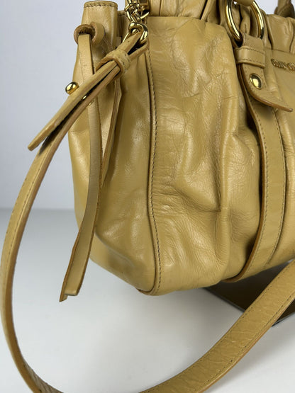 Miu miu vitello bauletto aperto gathered leather bag in buttery