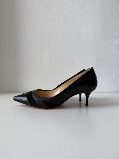 Christian Louboutin eklectica 55 mixed leather kitten heels