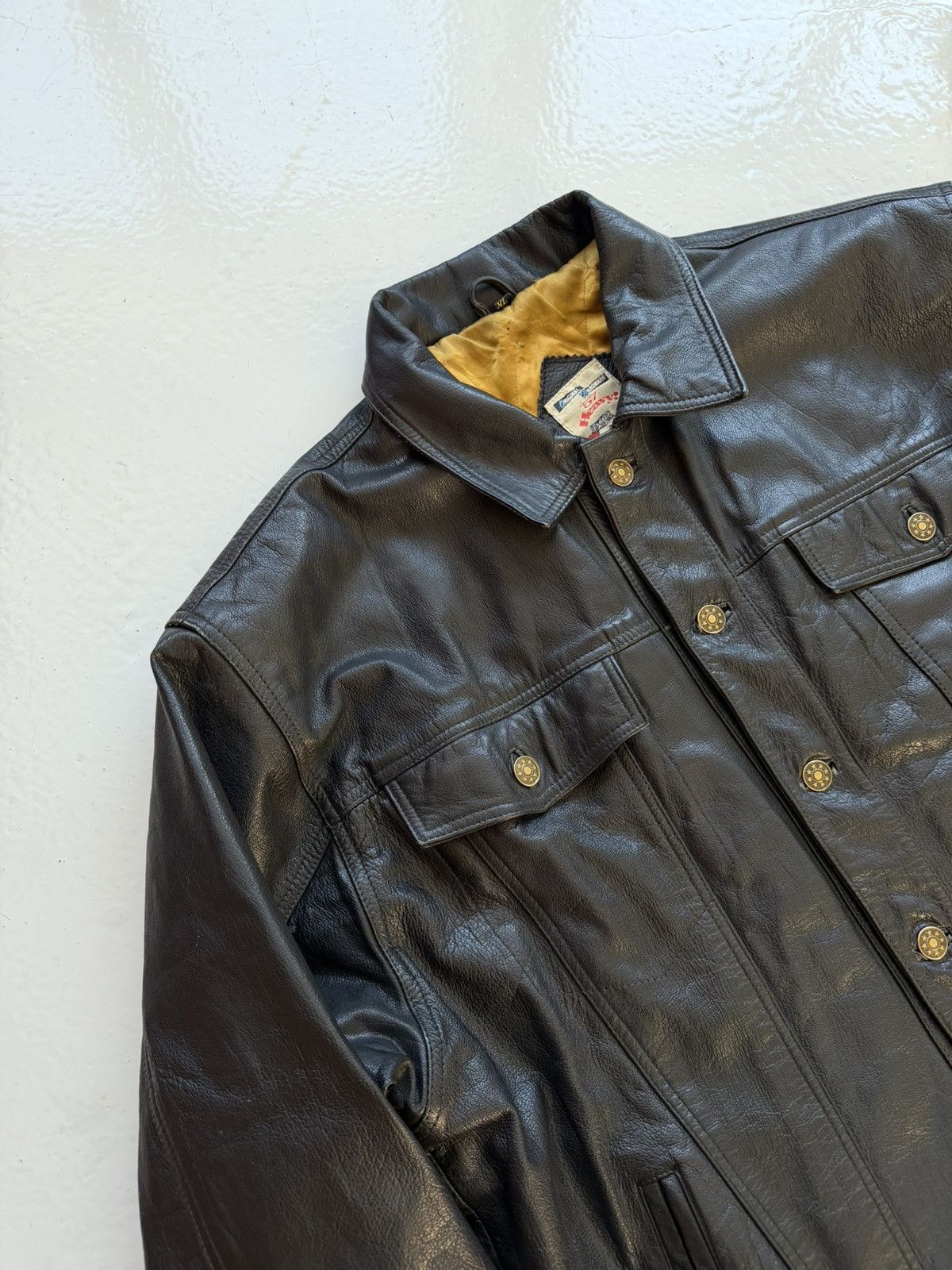 Vintage leather trucker jacket