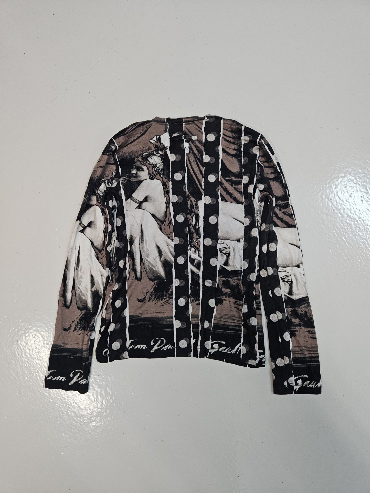 Jean Paul Gaultier reneissance woman & polka dot cardigan