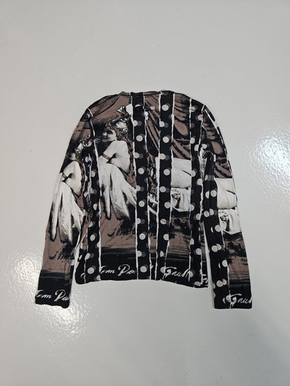 Jean Paul Gaultier reneissance woman & polka dot cardigan