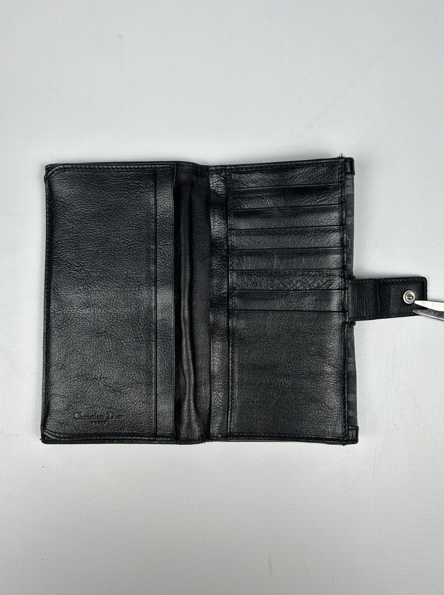 Dior flight monogram canvas and leather long trifold wallet