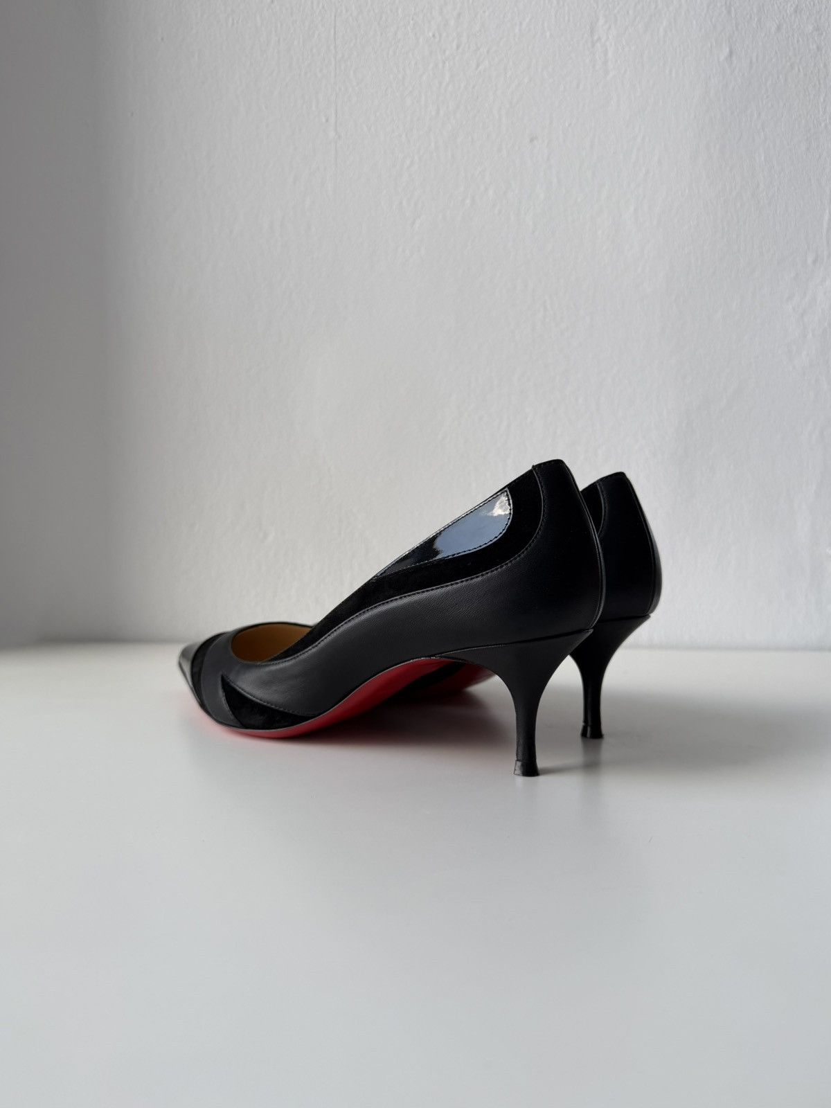 Christian Louboutin eklectica 55 mixed leather kitten heels