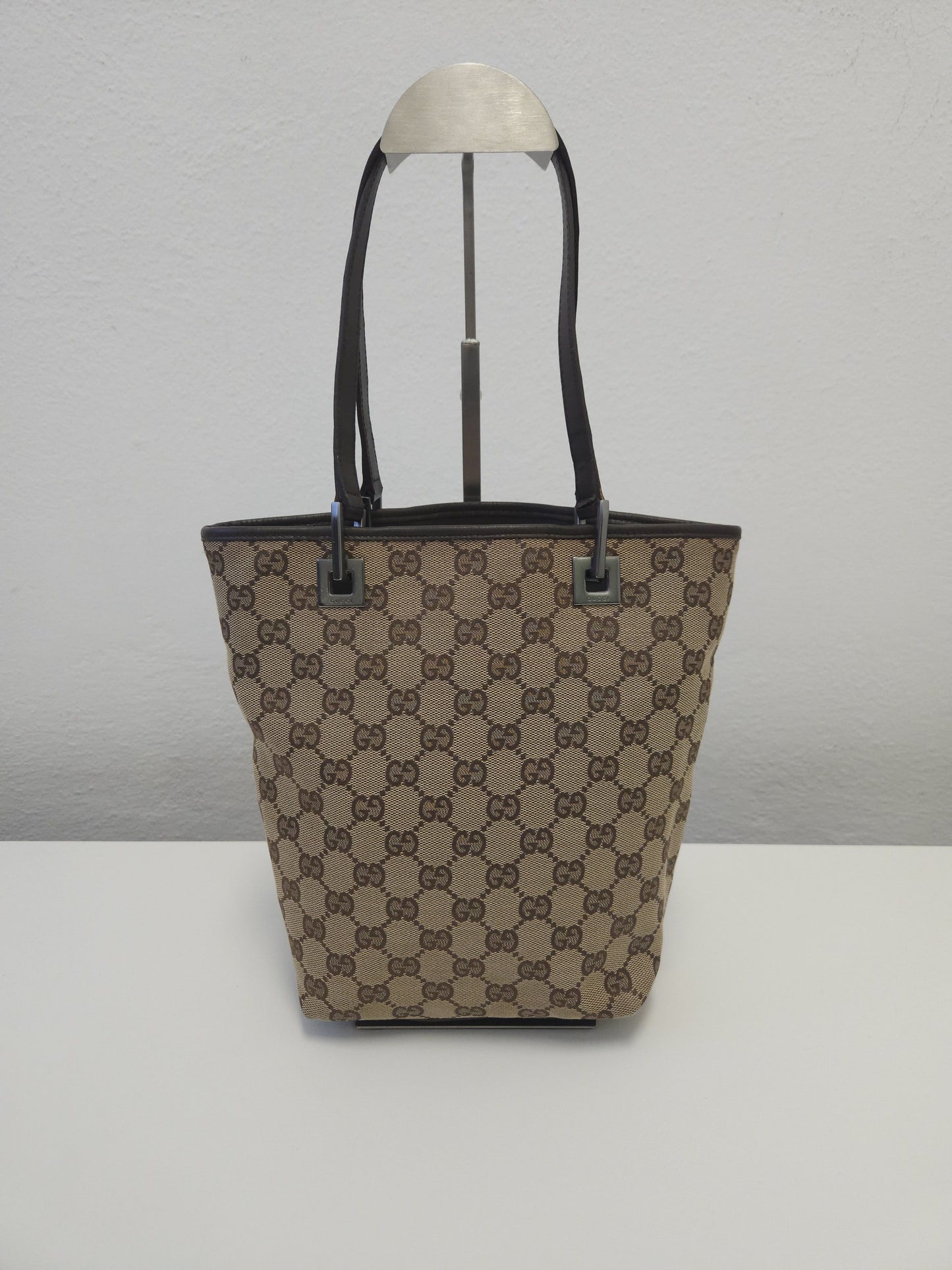 Vintage y2k Gucci gg monogram canvas and leather tote bag