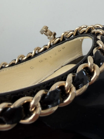 SS2011 Chanel patent leather chain open toe heels