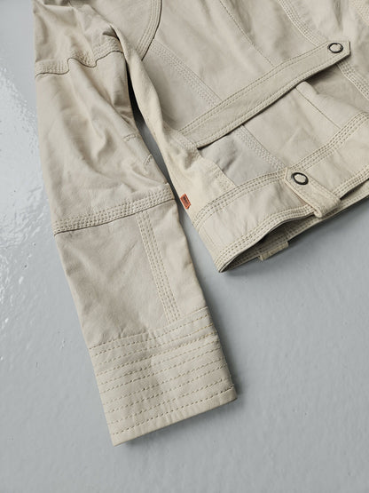 Archive y2k multipocket high collar leather jacket