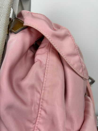 Prada nylon triangle logo pink backpack