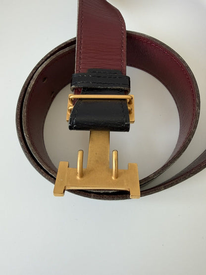 Vintage 1981 Hermes Constance leather belt with H-buckle