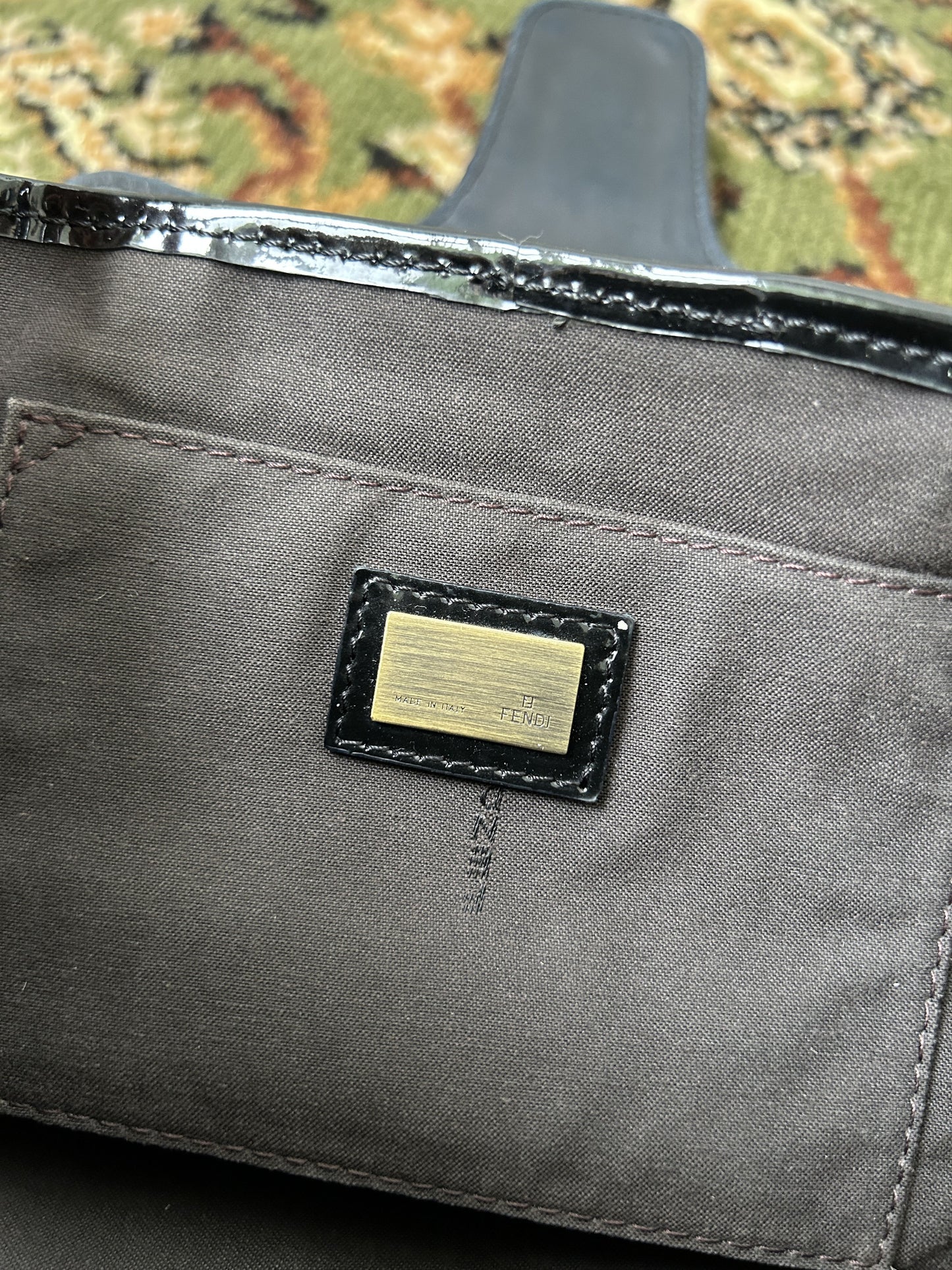 Y2k Fendi buckle striped velvet and ponyhair handbag