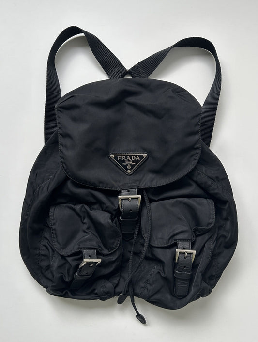 Vintage Prada nylon triangle logo cargo backpack