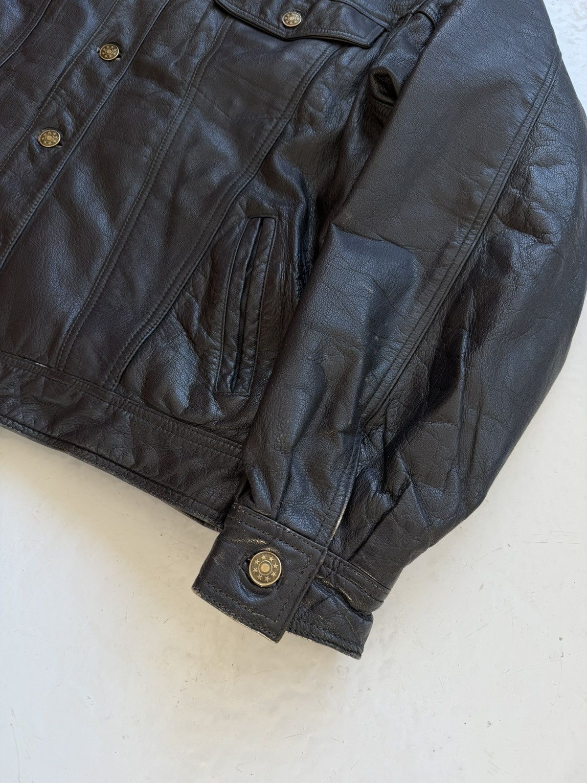 Vintage leather trucker jacket