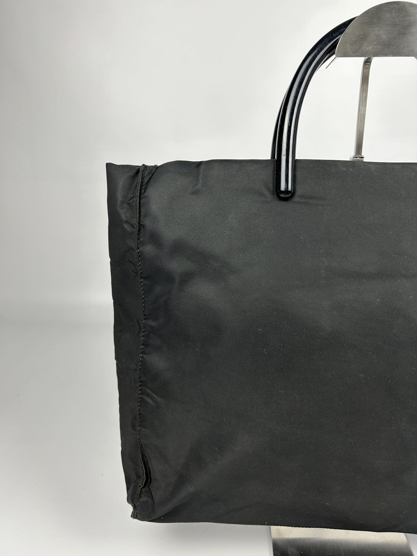 Vintage y2k prada nylon triangle logo plastic handle bag