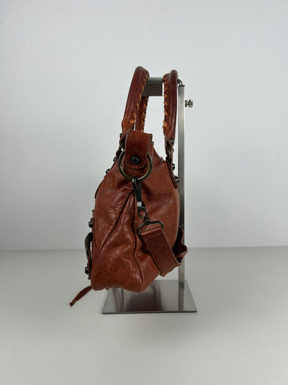 Balenciaga first bag in burnt red