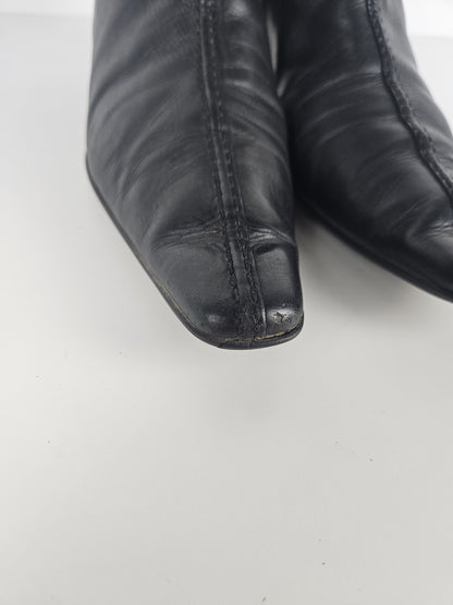 Archive Prada lamb leather kitten heel buckled ankle boots