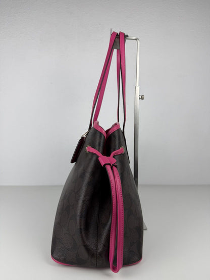 Coach signature coated canvas drawstring carryall tote
