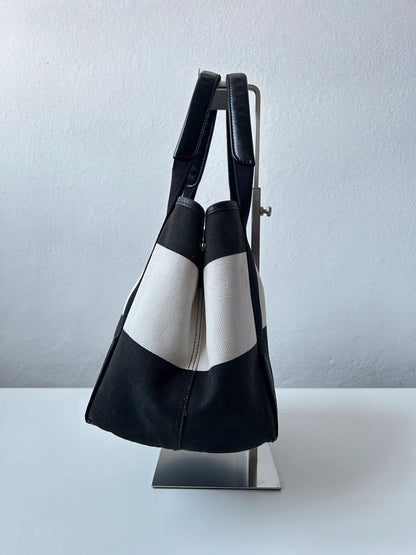 Balenciaga navy cabas logo tote bag small