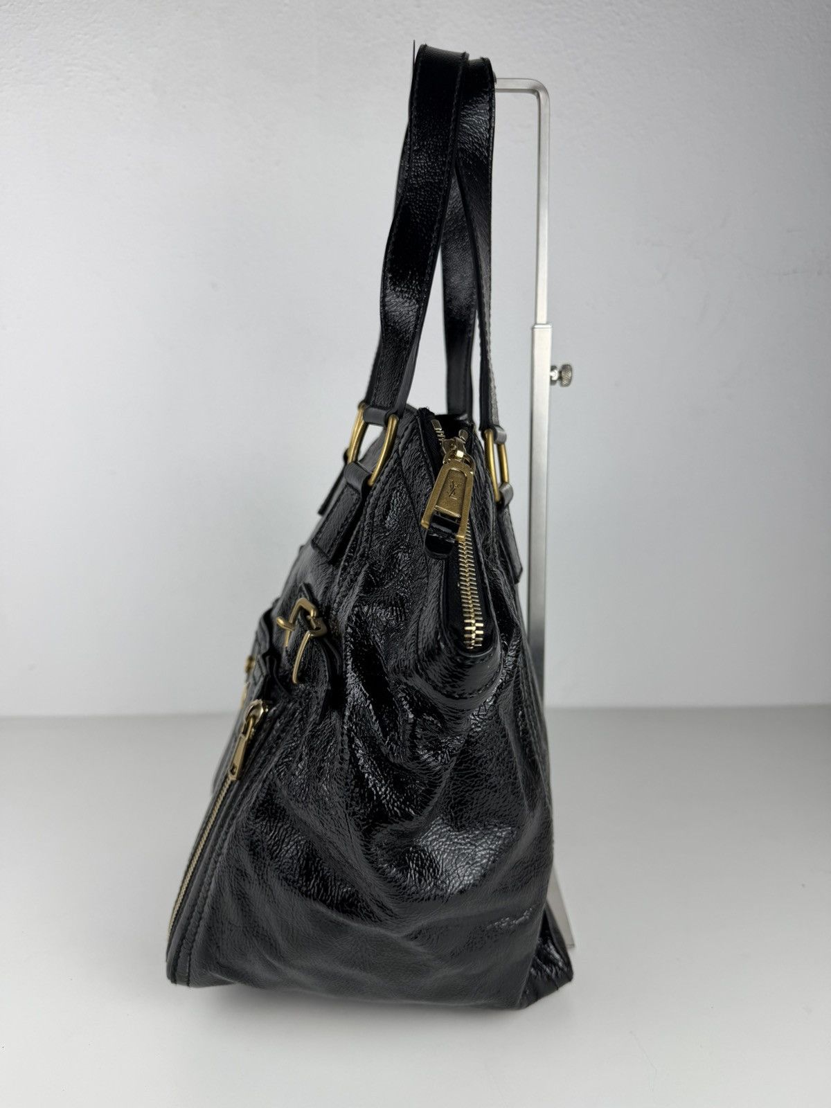 SS2009 YSL Rive Gauche sac downtown patent leather tote bag