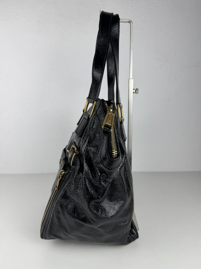 SS2009 YSL Rive Gauche sac downtown patent leather tote bag