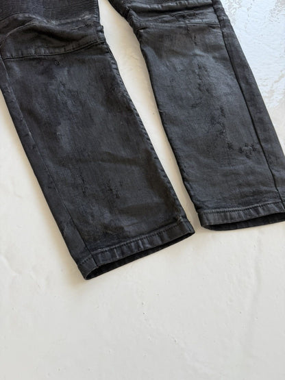 Philipp Plein born&raised distressed waxed biker denim