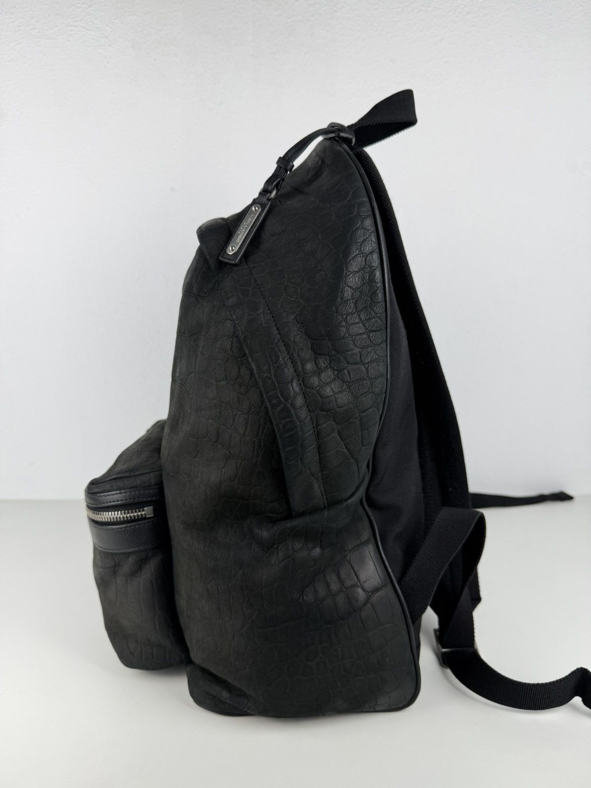2021 Saint Laurent croc embossed leather city backpack