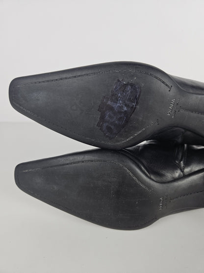 Archive Prada lamb leather kitten heel buckled ankle boots