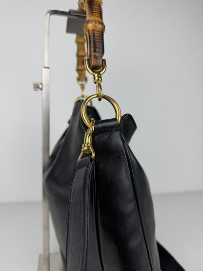 Vintage 80s Gucci bamboo top handle hobo handbag