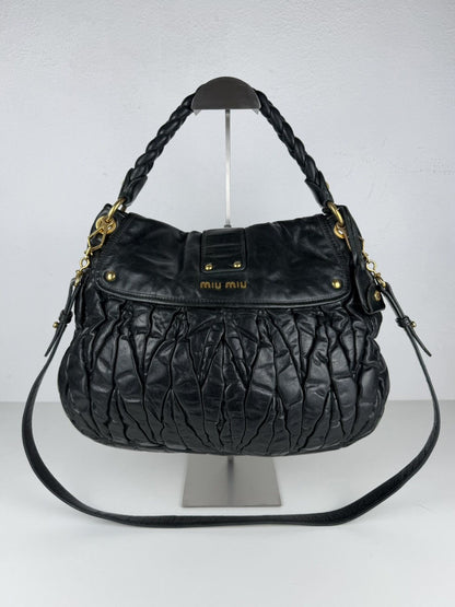 Miu Miu matelasse pleated leather coffer bag in deep green