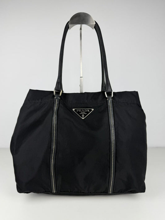Prada tessuto nylon triangle logo tote bag