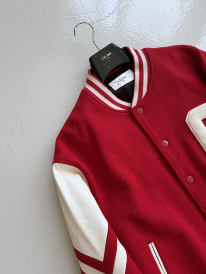 Celine Jackson C patch teddy varsity jacket