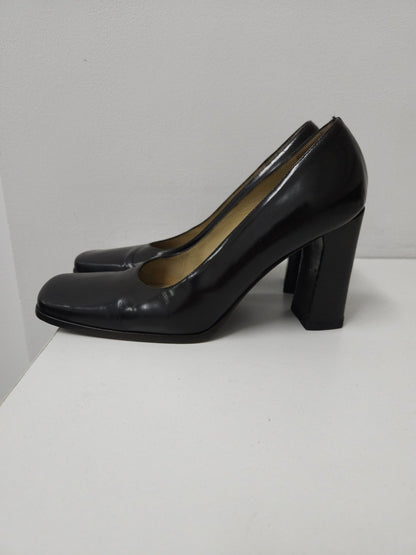 Archive Gucci square toe block heel pumps mules