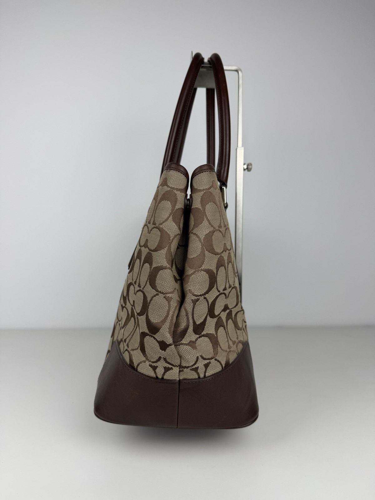 Coach signature leather and canvas tote bag