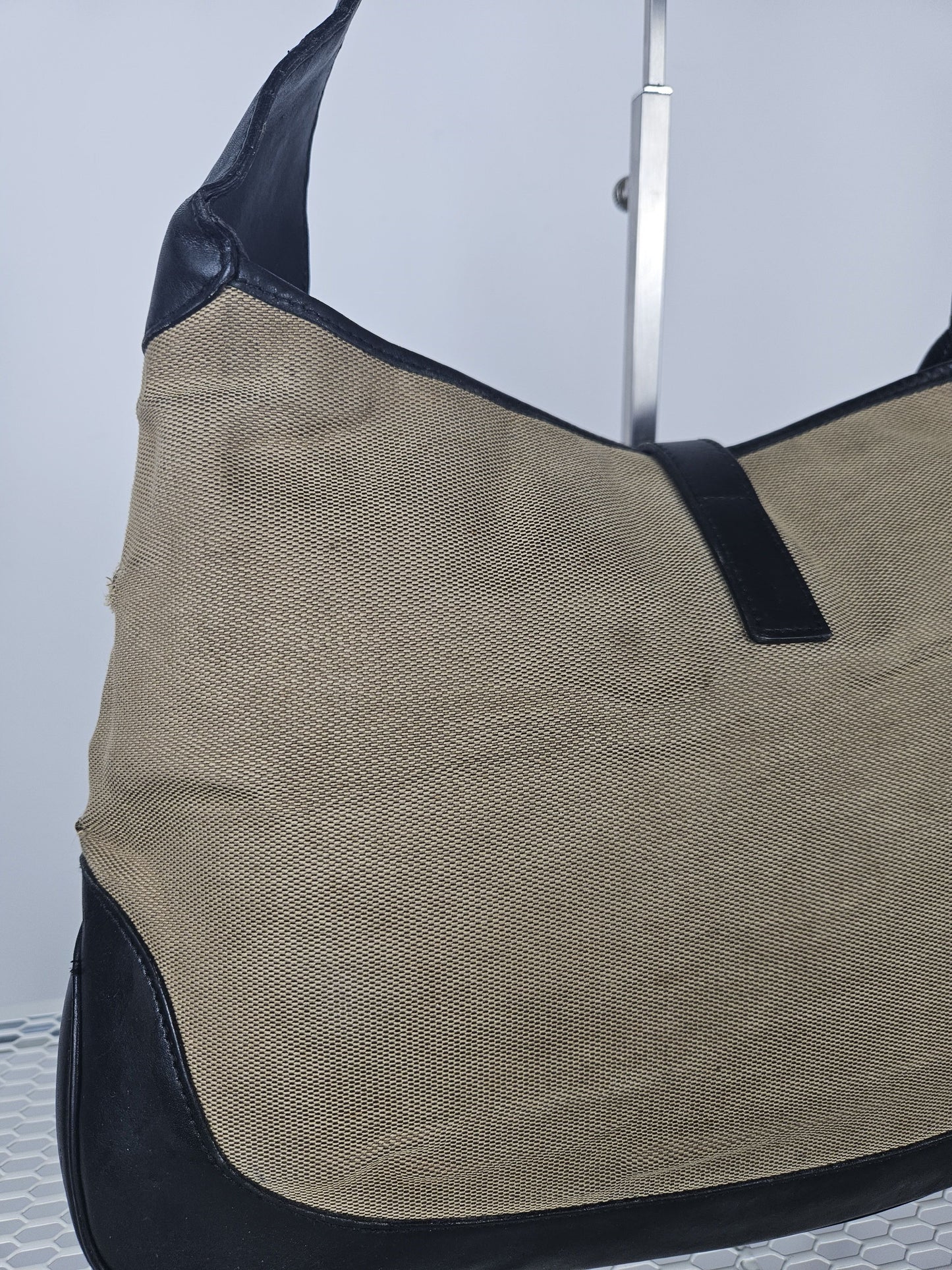 Vintage y2k Gucci Jackie canvas and leather hobo handbag