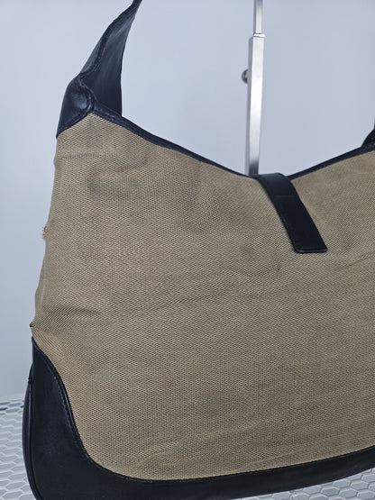 Vintage y2k Gucci Jackie canvas and leather hobo handbag