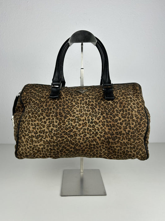 Vintage Bottega Veneta leopard print mini boston bag
