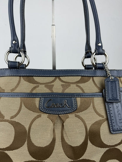 Coach park signature carryall canvas and leather tote