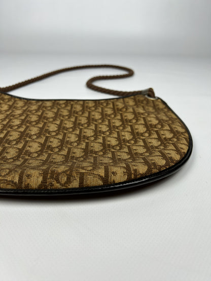 Vintage 80s Dior trotter oblique monogram rope shoulder bag