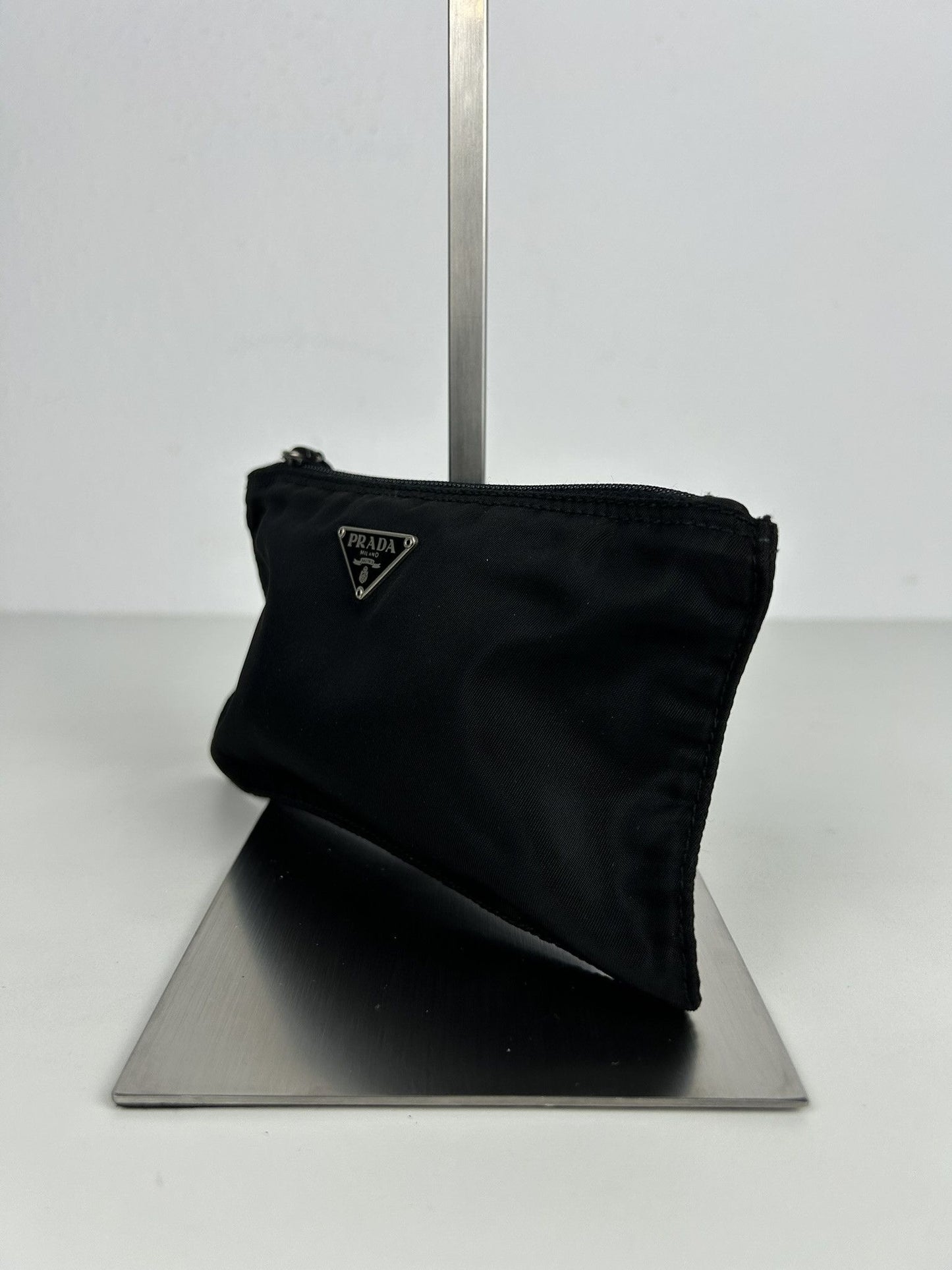 Prada nylon triangle logo mini pouch