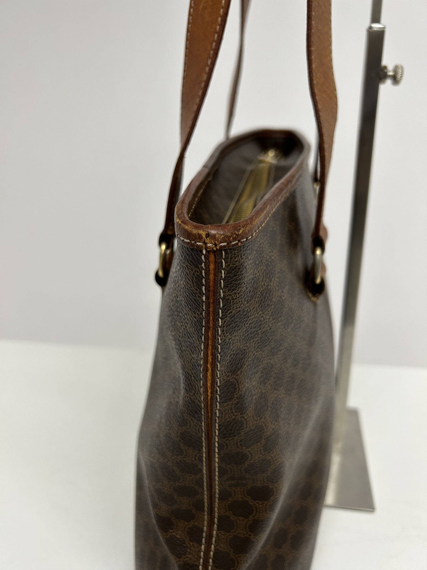 Vintage 90s Celine macadam top zip tote bag