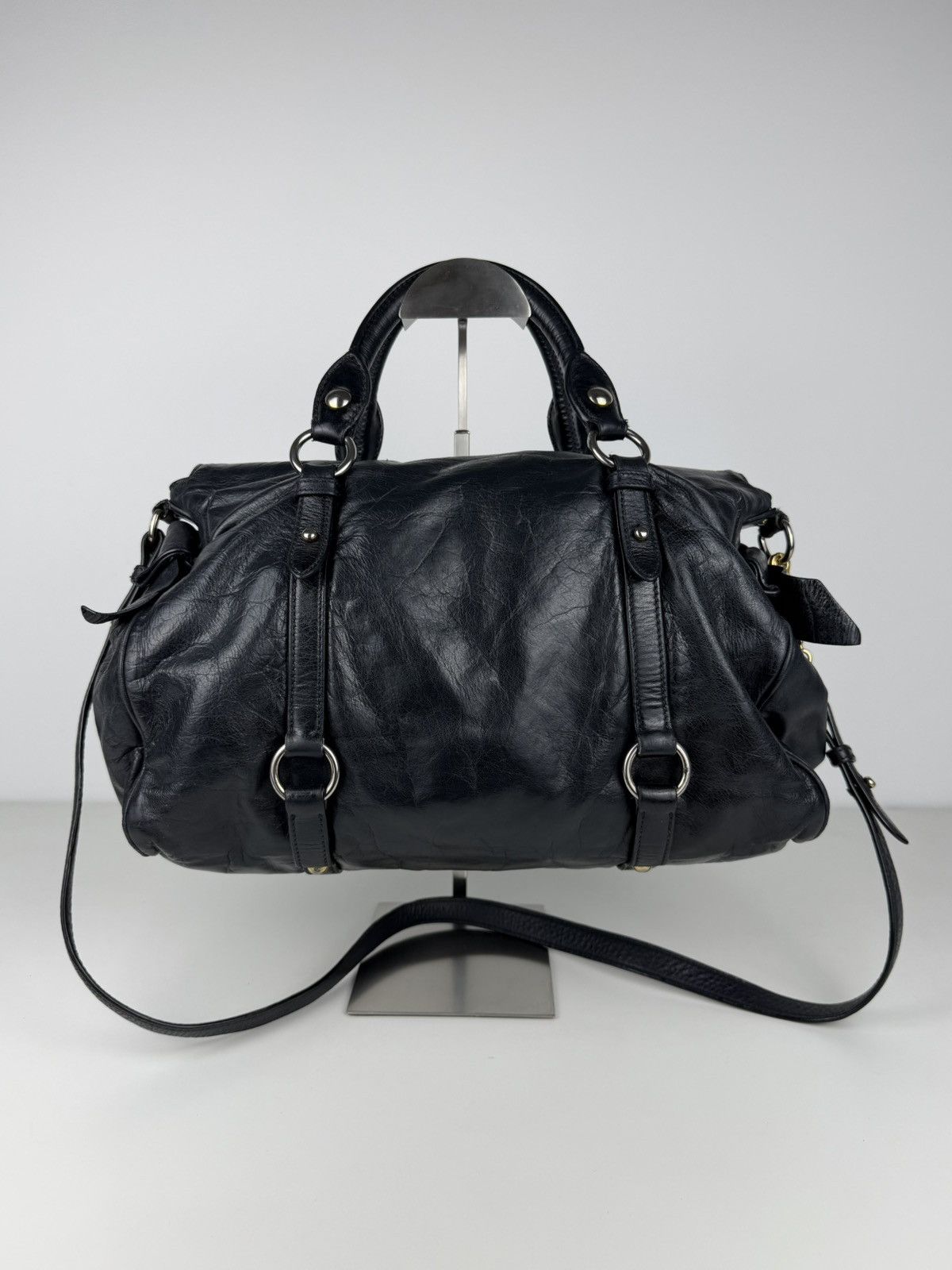 Miu miu vitello bow bag in deep navy