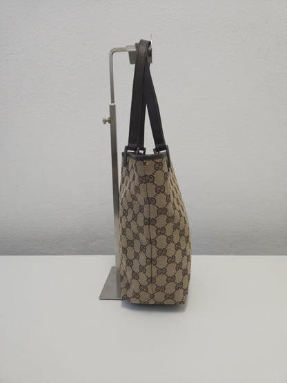 Vintage y2k Gucci gg monogram canvas and leather tote bag